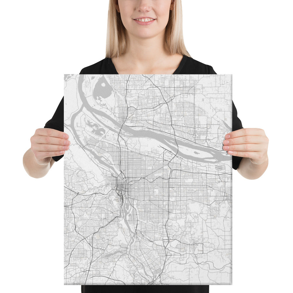 Portland White Canvas Map