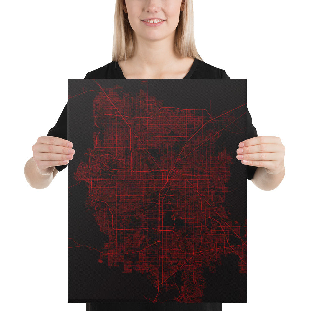 Las Vegas Black and Red Canvas Map