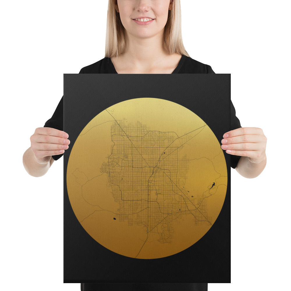 Las Vegas Gold on Black Canvas Map