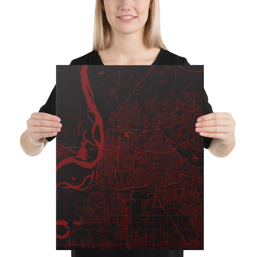 Memphis Black and Red Canvas Map