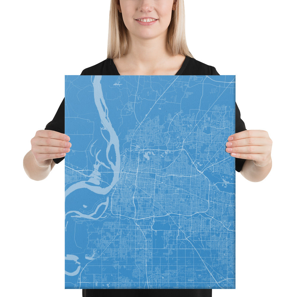 Memphis Blue and White Canvas Map