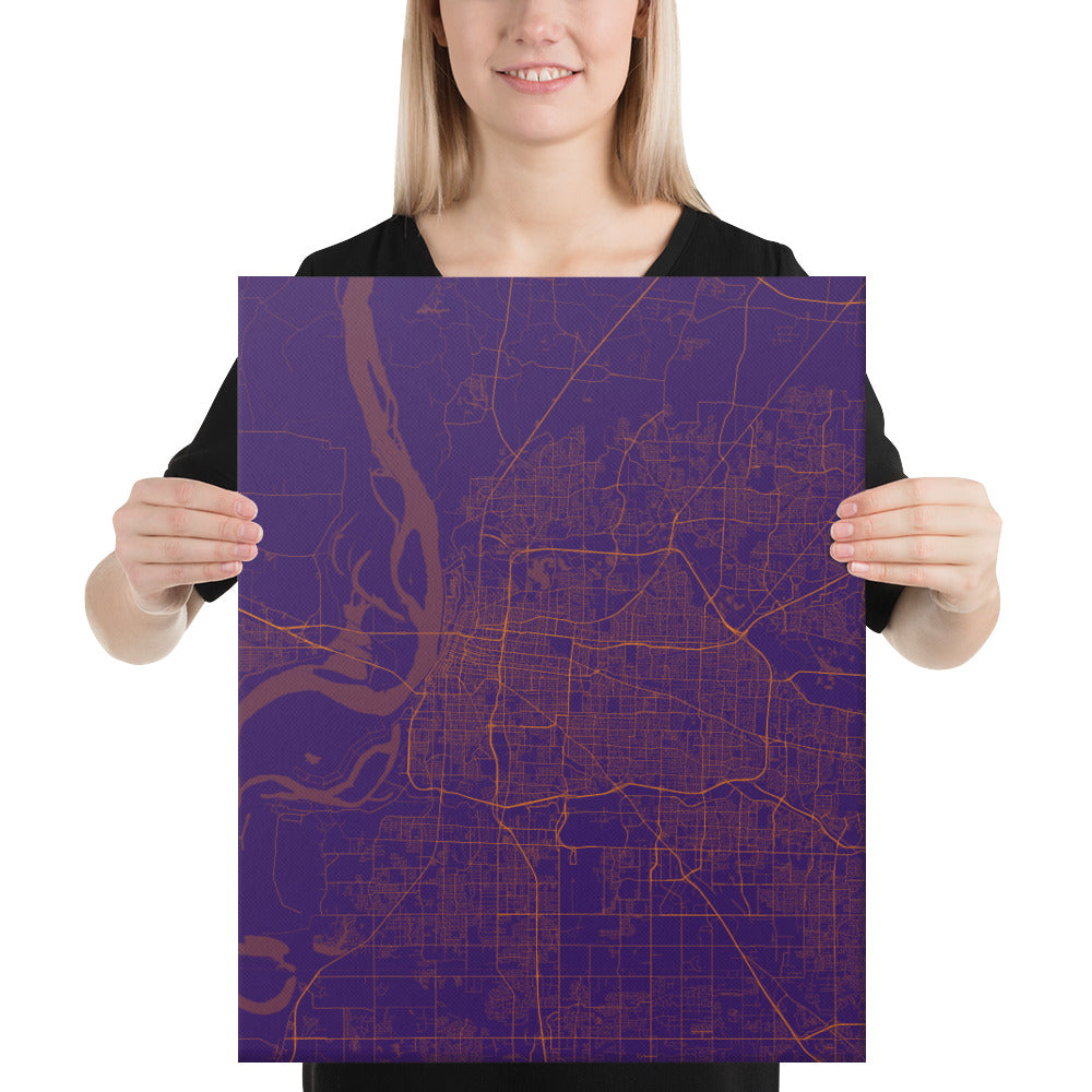 Memphis Purple and Orange Canvas Map