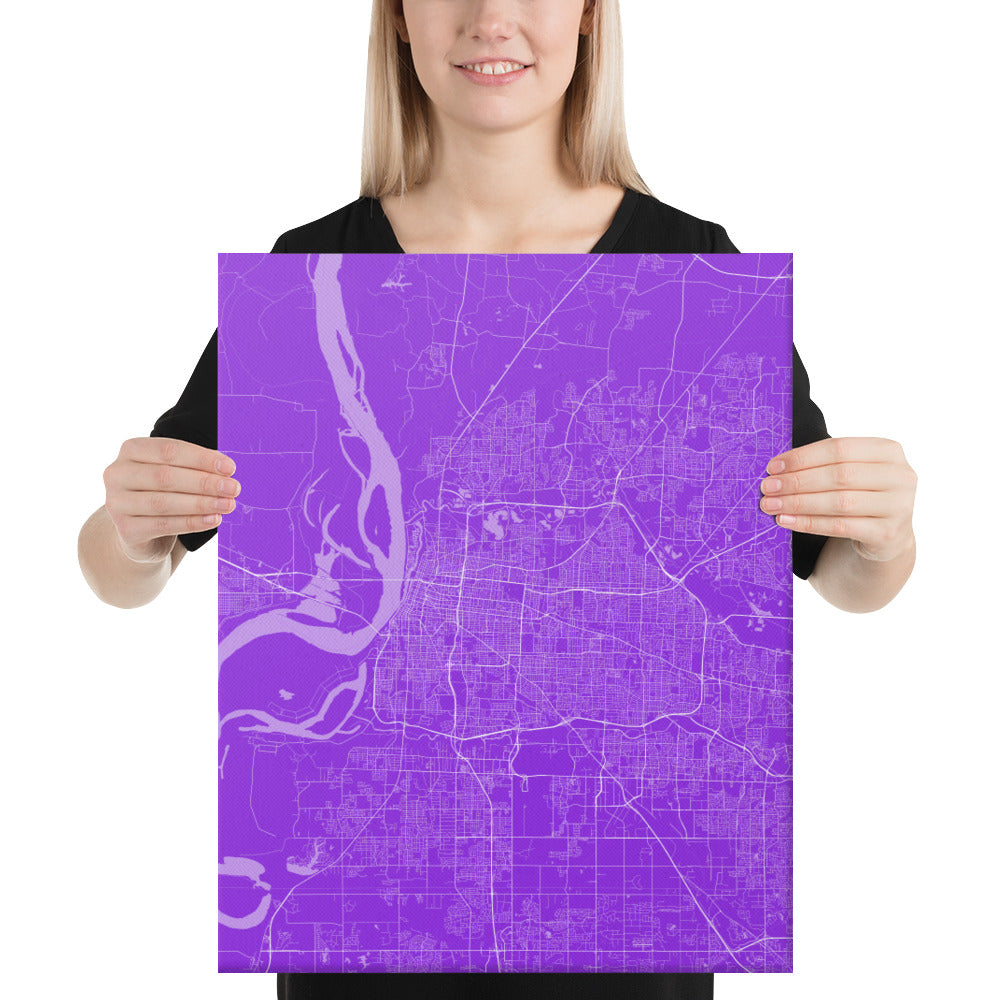 Memphis Purple and White Canvas Map