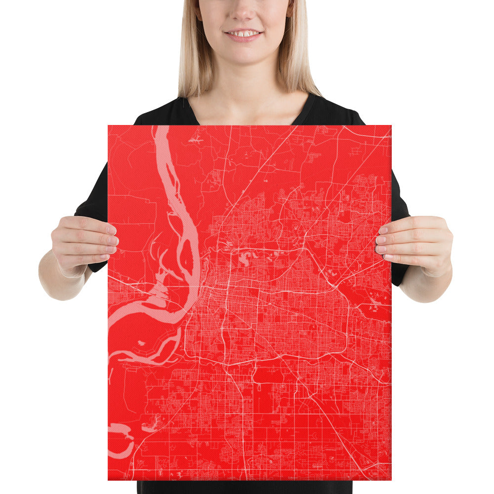 Memphis Red and White Canvas Map