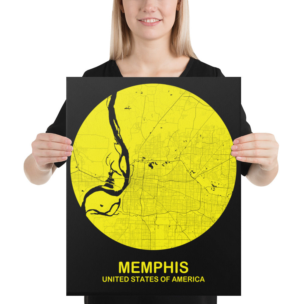 Memphis Circular Yellow Canvas Map