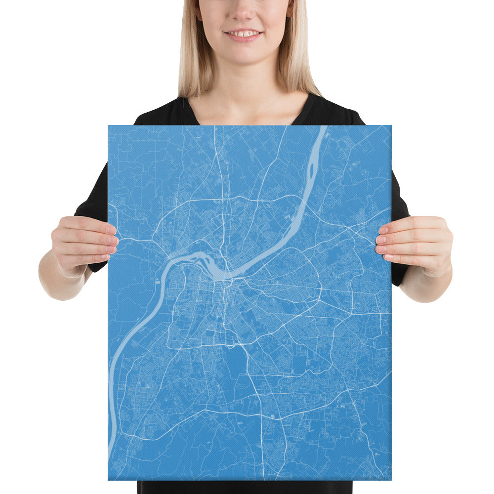 Louisville Blue and White Canvas Map