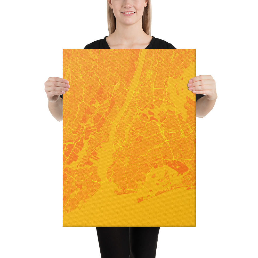 New York Orange and Yellow Canvas Map