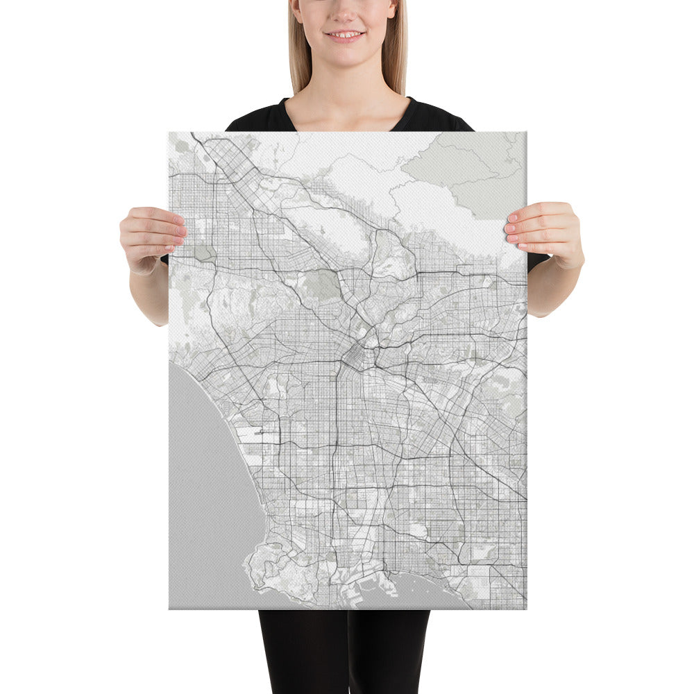 Los Angeles White Canvas Map