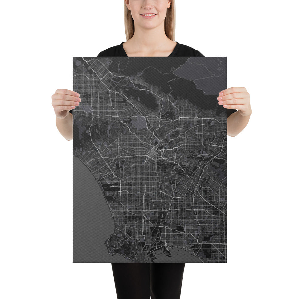 Los Angeles Black Canvas Map