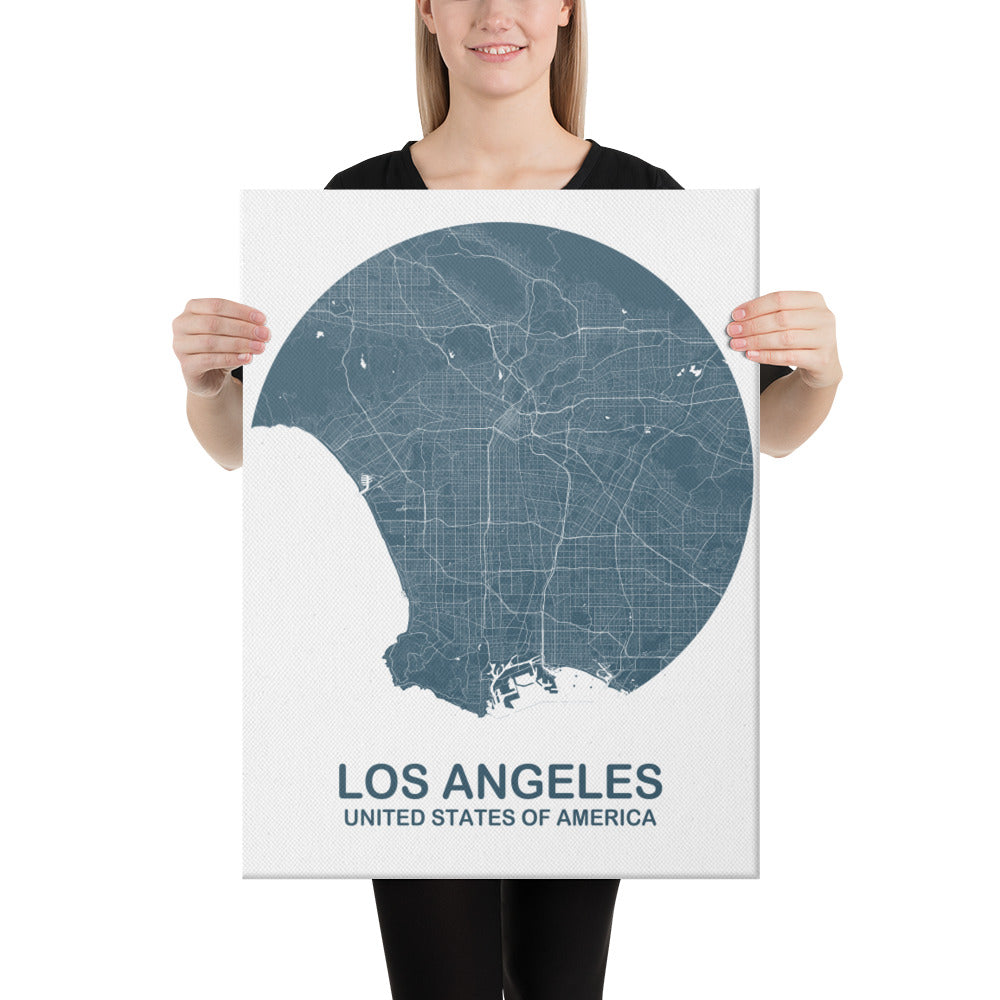 Los Angeles Circular Blue Canvas Map