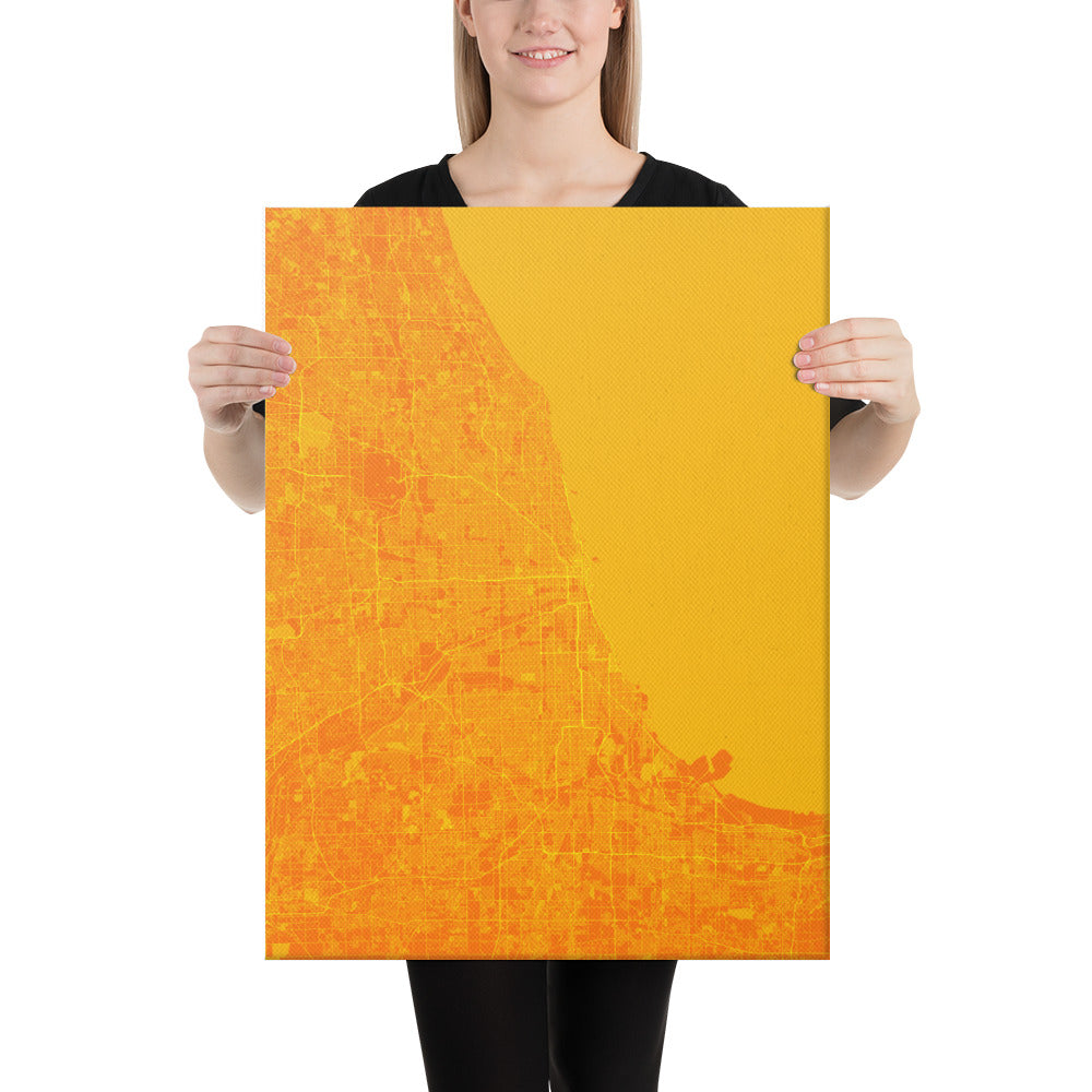 Chicago Orange and Yellow Canvas Map