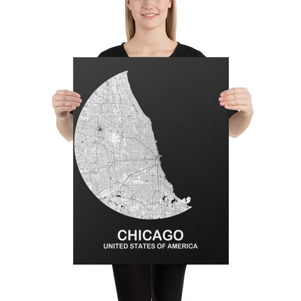 Chicago Circular White Canvas Map