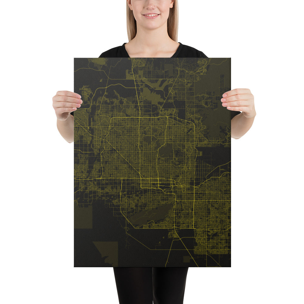 Phoenix Black and Yellow Canvas Map