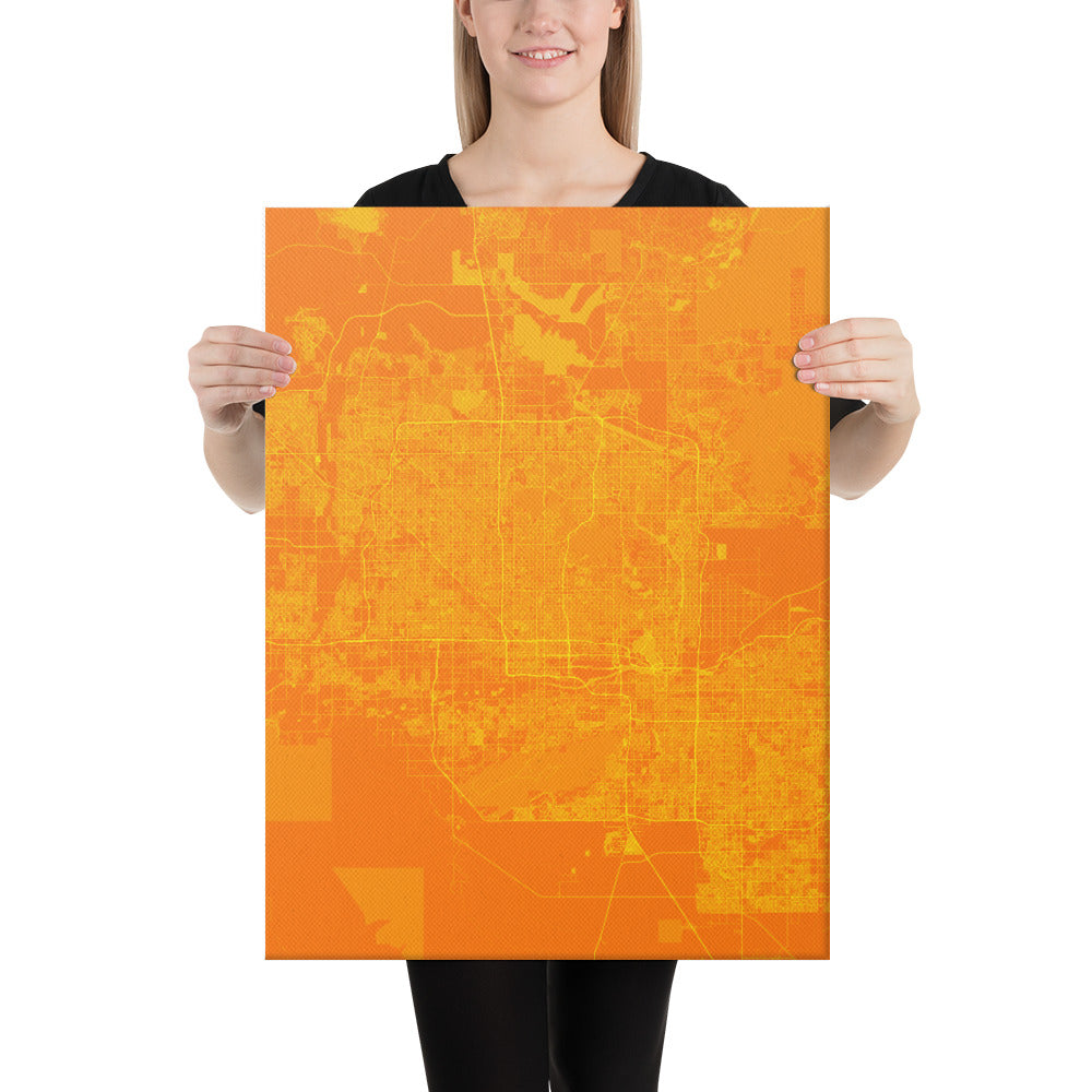 Phoenix Orange and Yellow Canvas Map