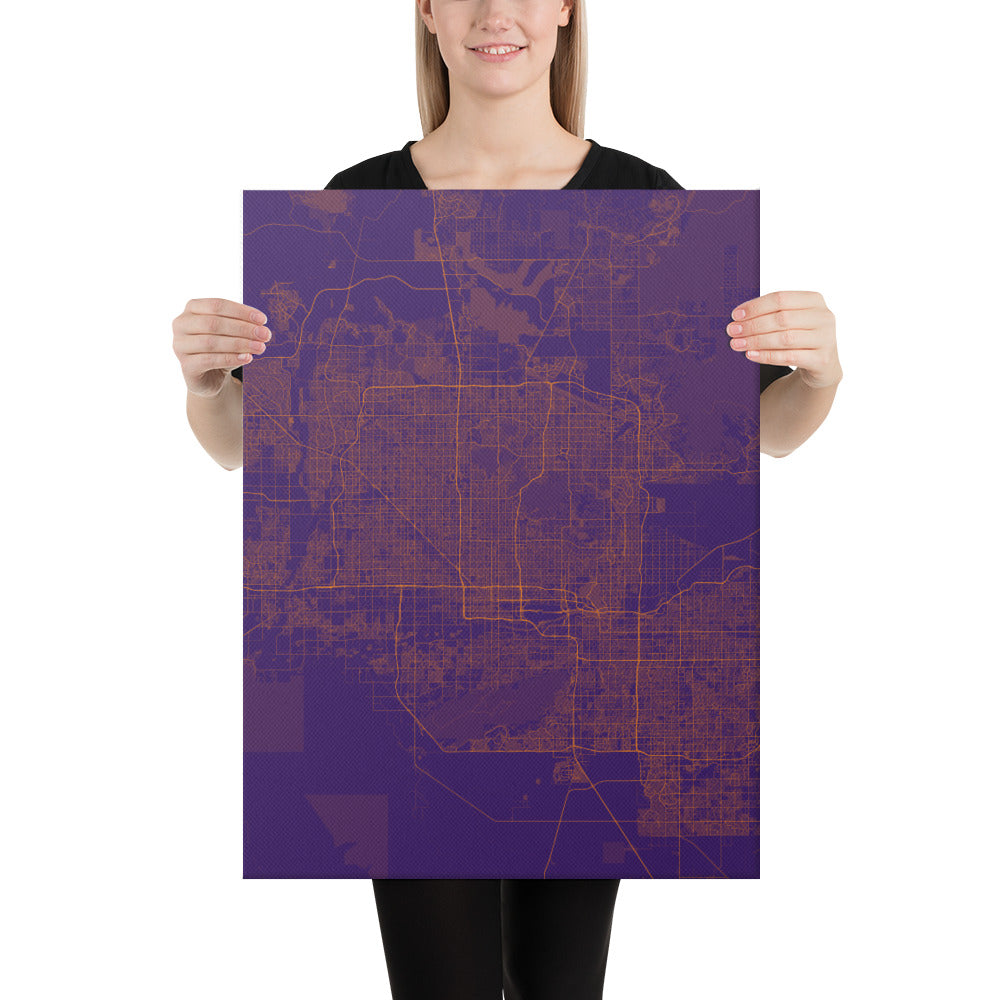 Phoenix Purple and Orange Canvas Map