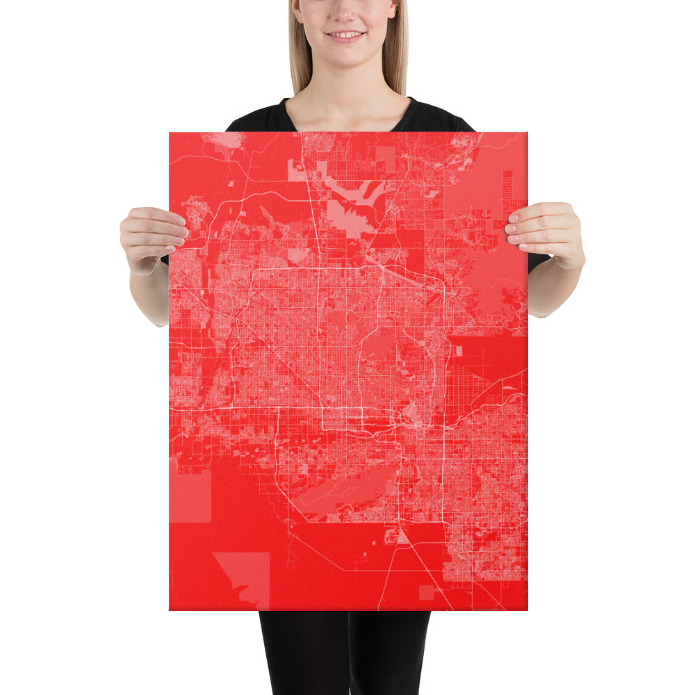 Phoenix Red and White Canvas Map