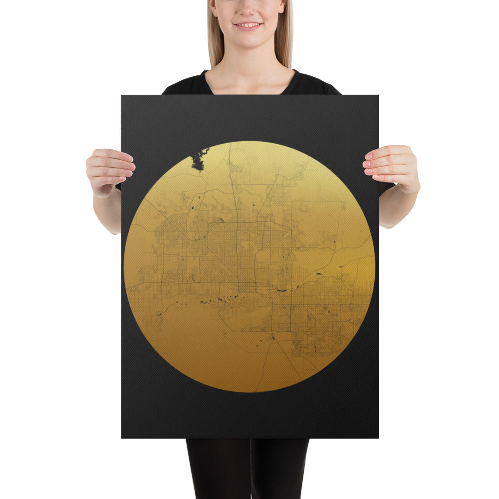 Phoenix Gold on Black Canvas Map