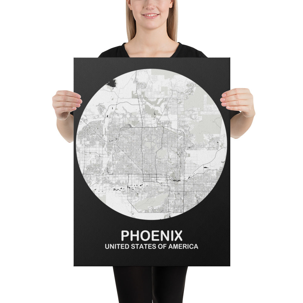 Phoenix Circular White Canvas Map