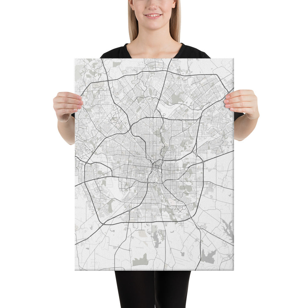 San Antonio White Canvas Map