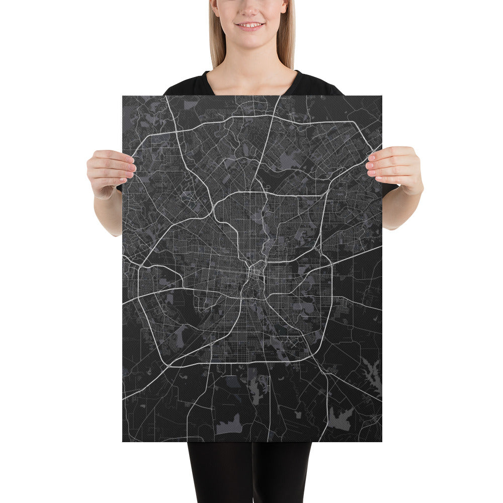 San Antonio Black Canvas Map