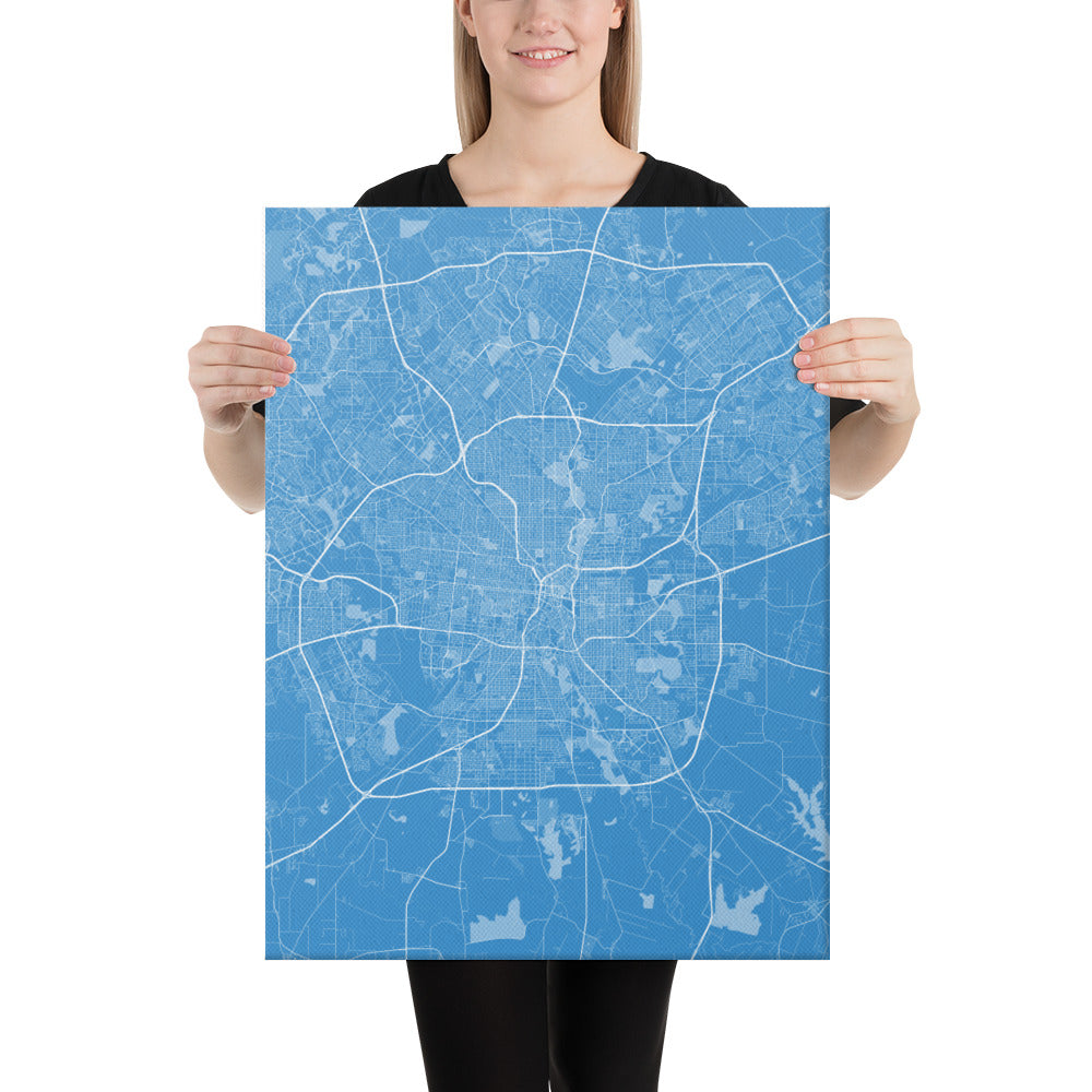 San Antonio Blue and White Canvas Map