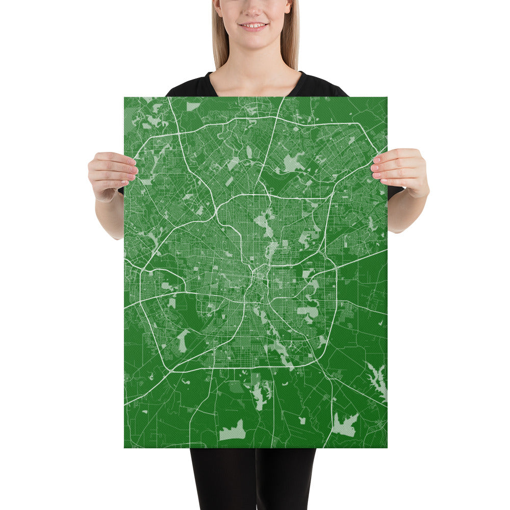 San Antonio Green and White Canvas Map