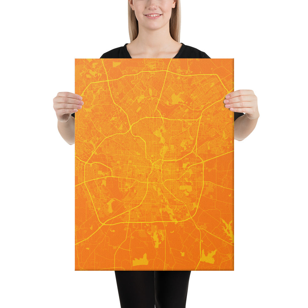 San Antonio Orange and Yellow Canvas Map