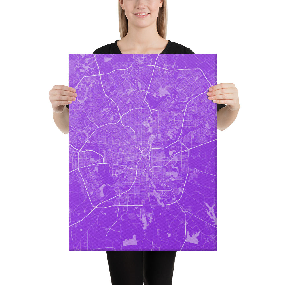 San Antonio Purple and White Canvas Map