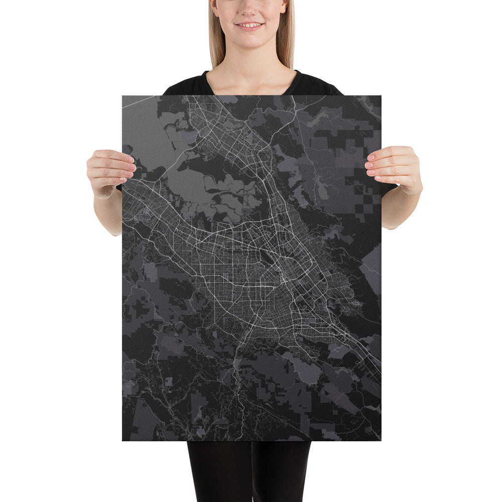 San Jose Black Canvas Map