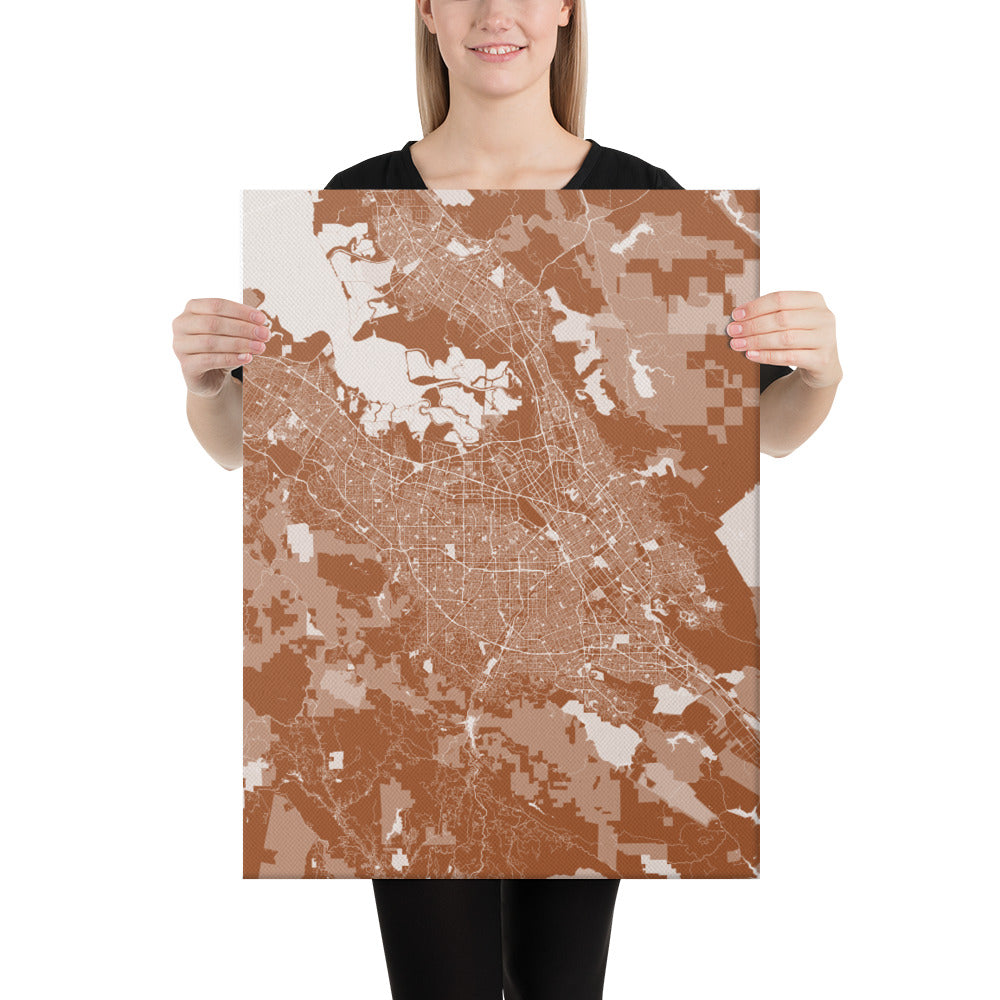 San Jose Brown and White Canvas Map