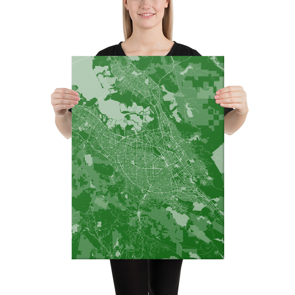 San Jose Green and White Canvas Map