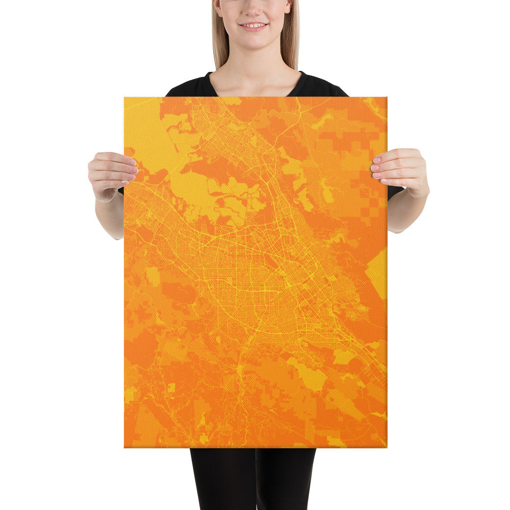 San Jose Orange and Yellow Canvas Map