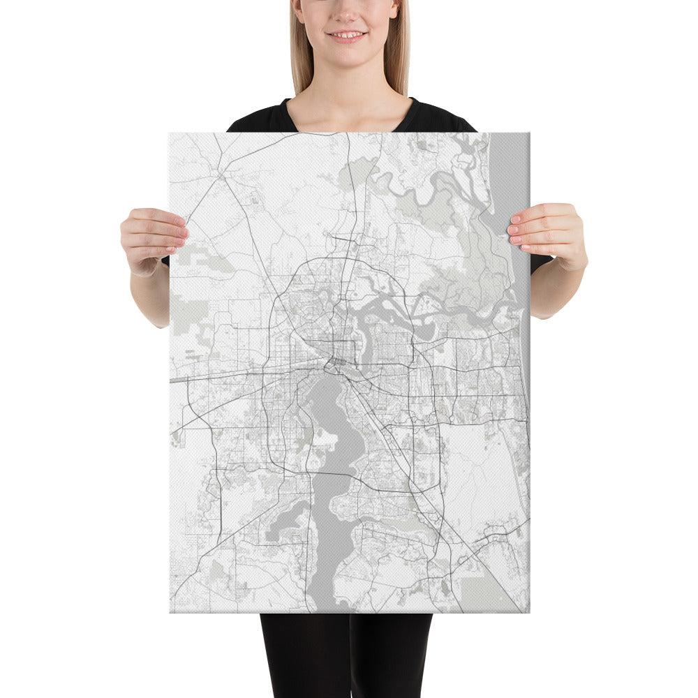 Jacksonville White Canvas Map