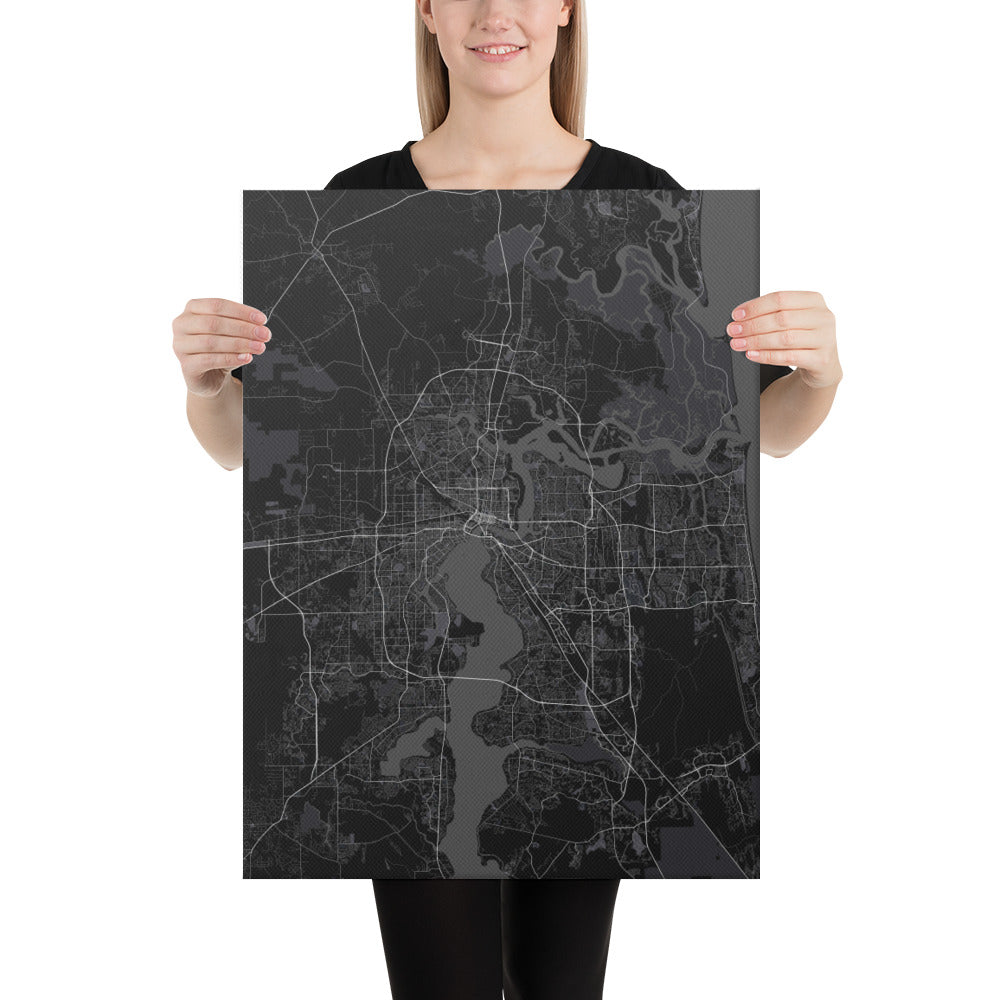 Jacksonville Black Canvas Map