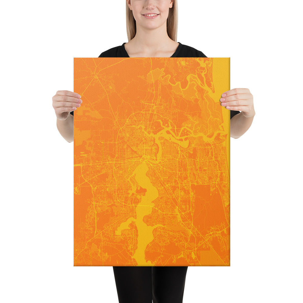 Jacksonville Orange and Yellow Canvas Map