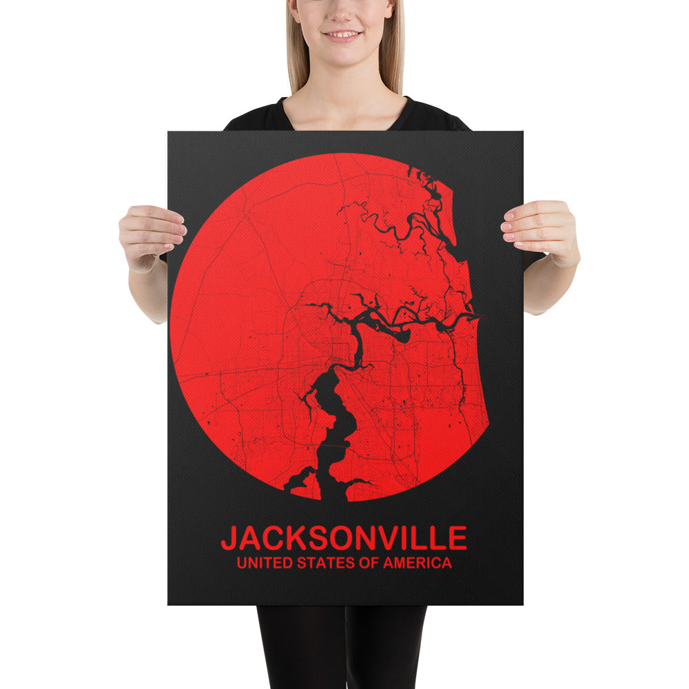 Jacksonville Circular Red Canvas Map