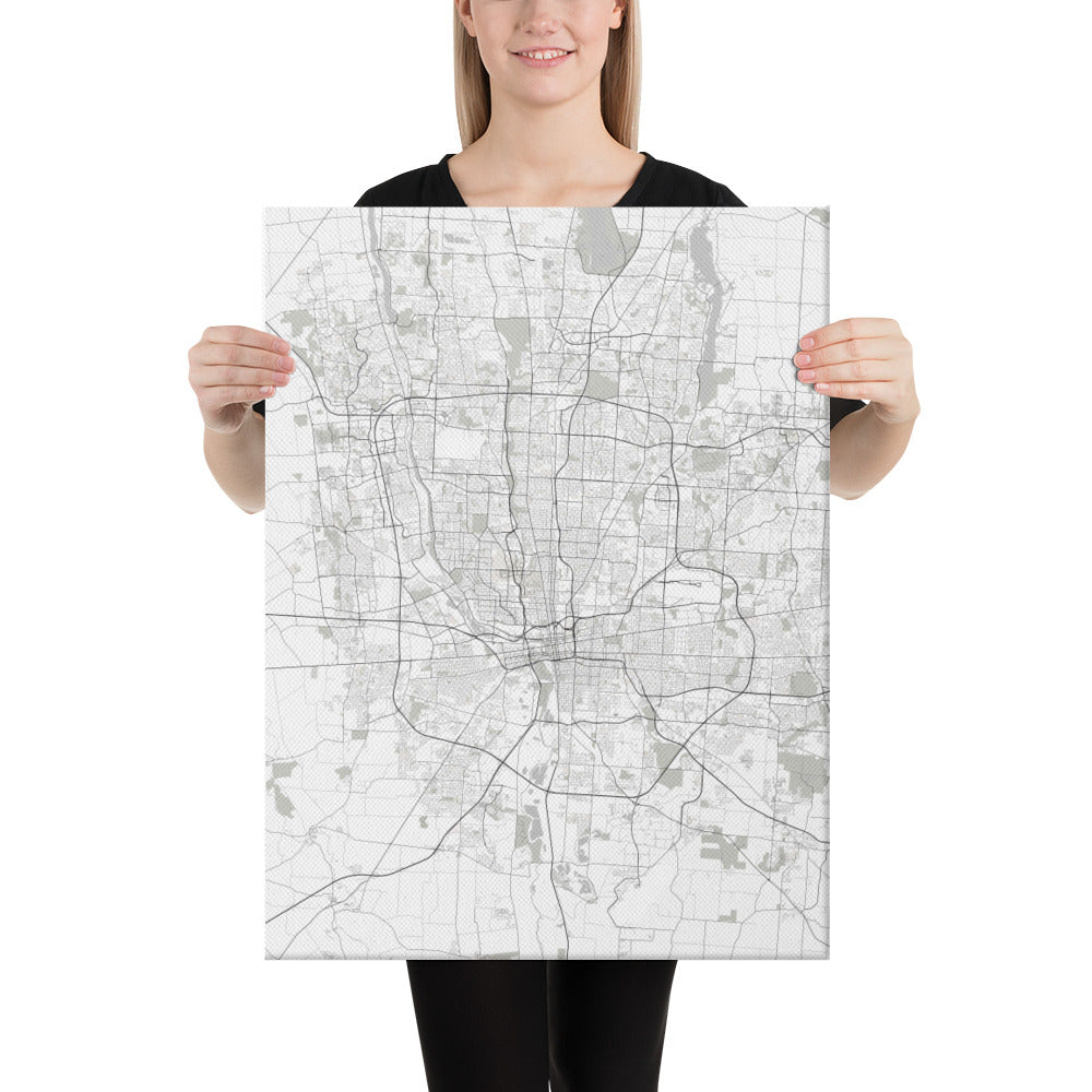 Columbus White Canvas Map