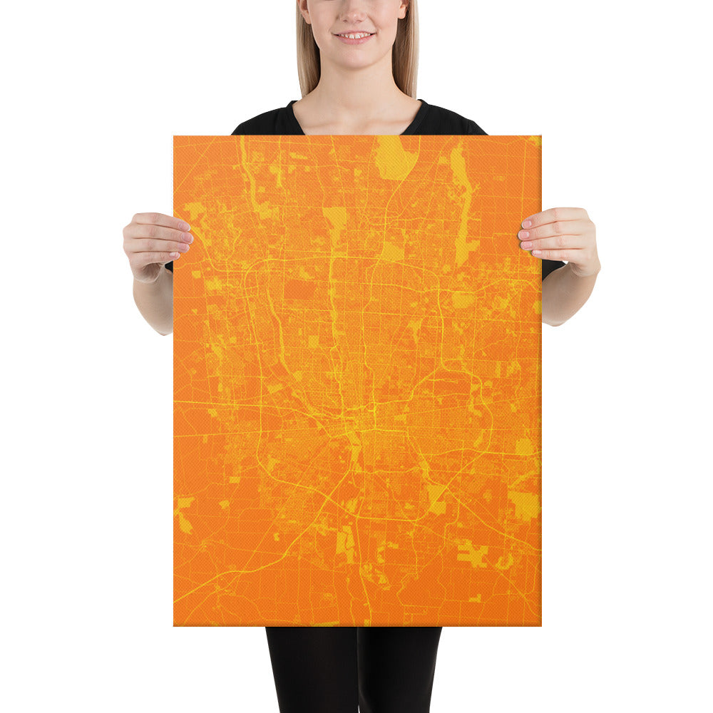 Columbus Orange and Yellow Canvas Map