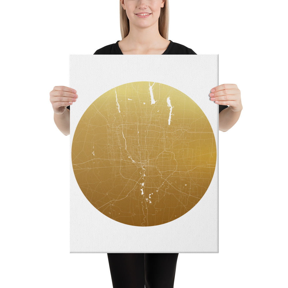 Columbus Gold on White Canvas Map