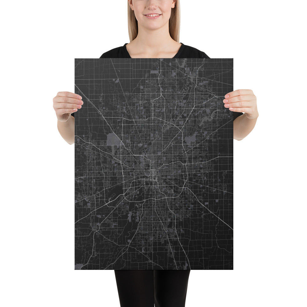 Indianapolis Black Canvas Map