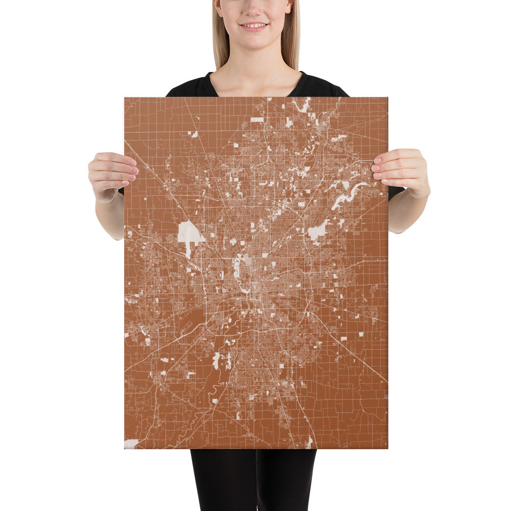 Indianapolis Brown and White Canvas Map