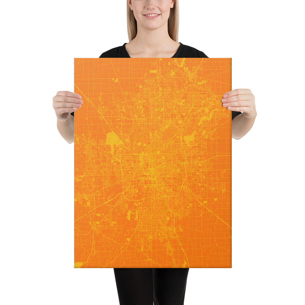 Indianapolis Orange and Yellow Canvas Map