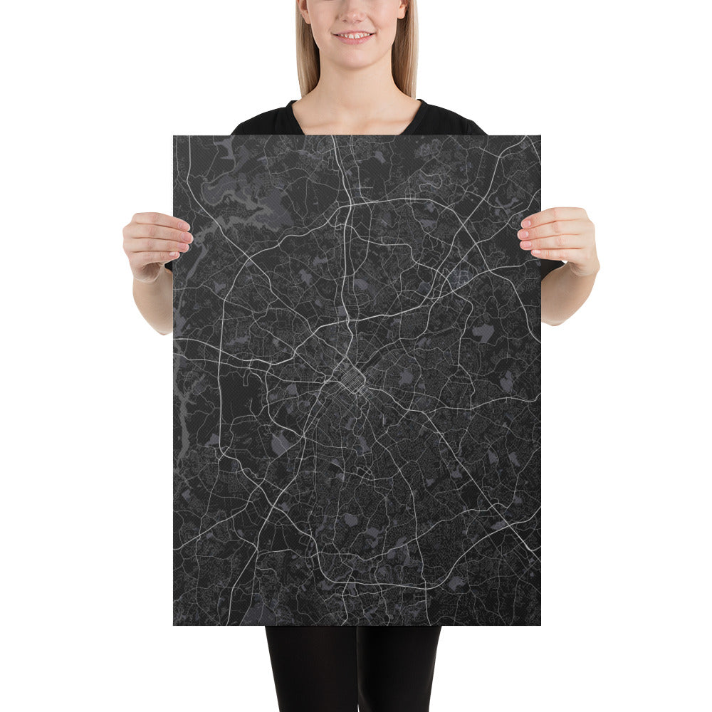 Charlotte Black Canvas Map