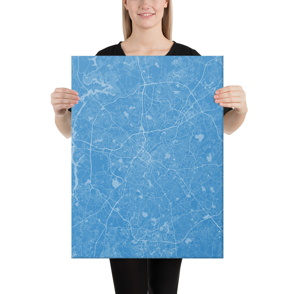 Charlotte Blue and White Canvas Map