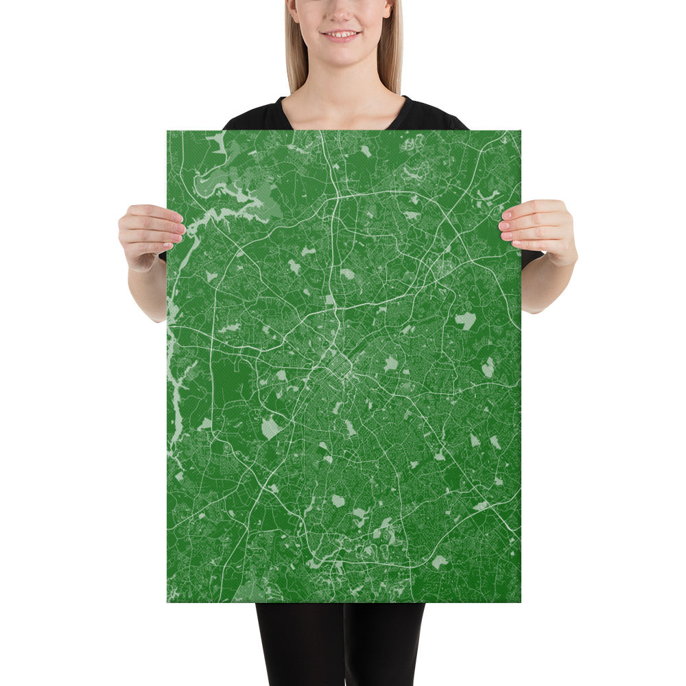 Charlotte Green and White Canvas Map