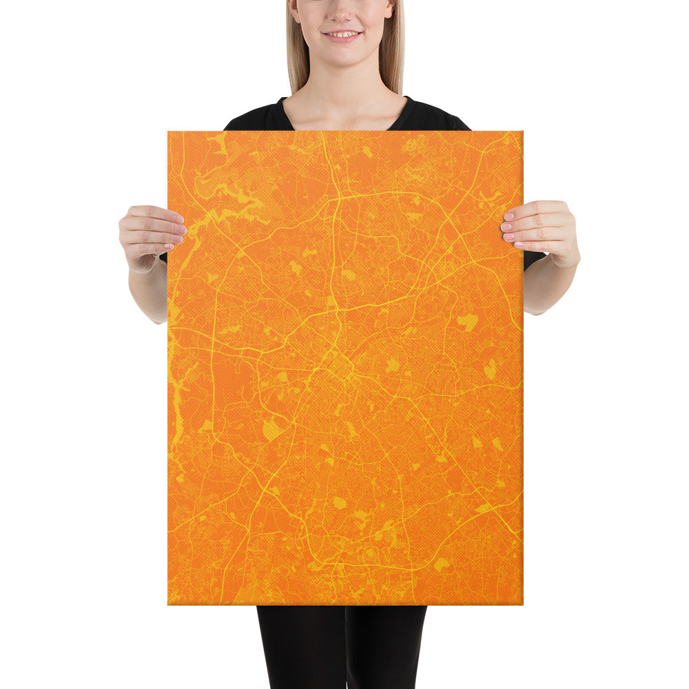 Charlotte Orange and Yellow Canvas Map