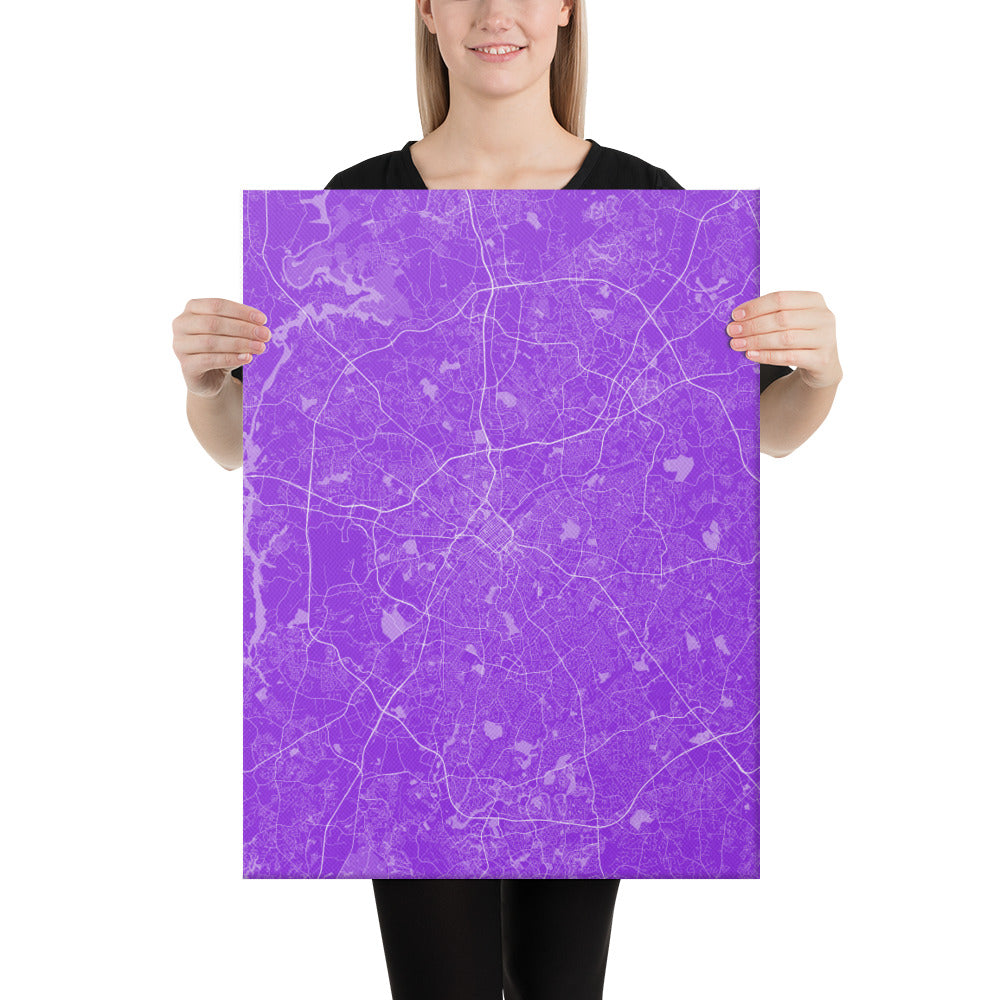 Charlotte Purple and White Canvas Map