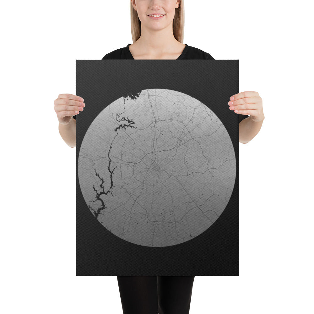 Charlotte Silver on Black Canvas Map