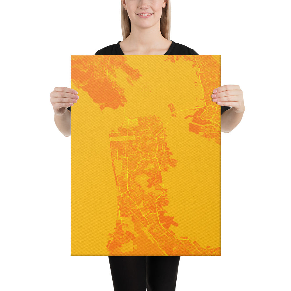 San Francisco Orange and Yellow Canvas Map