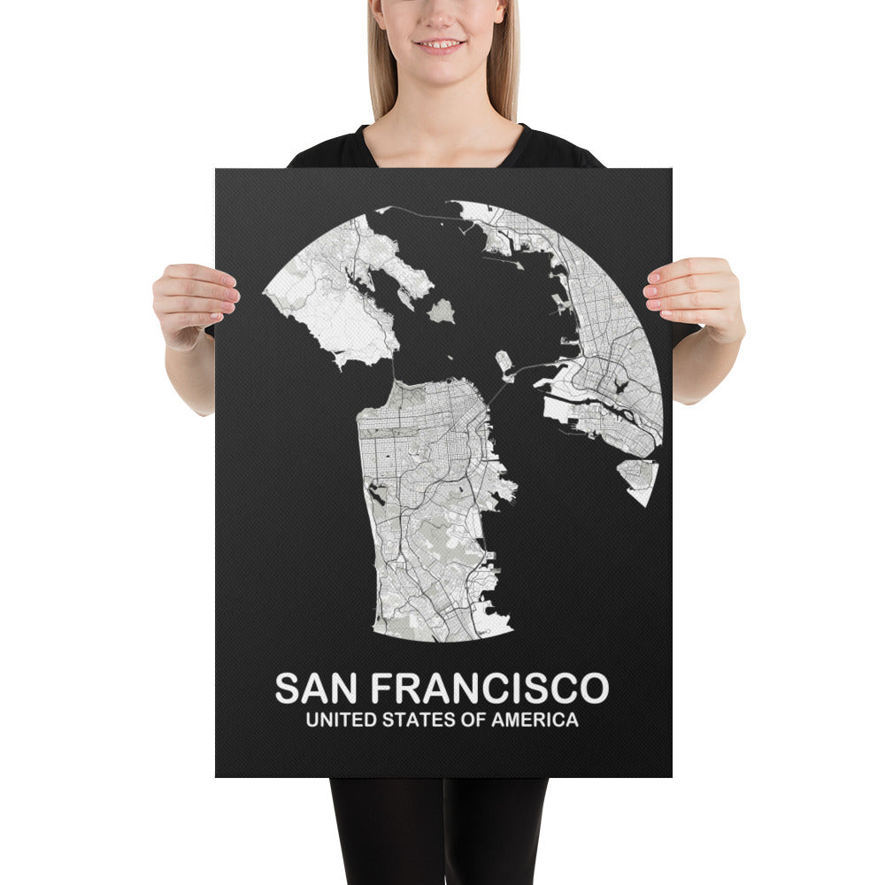 San Francisco Circular White Canvas Map